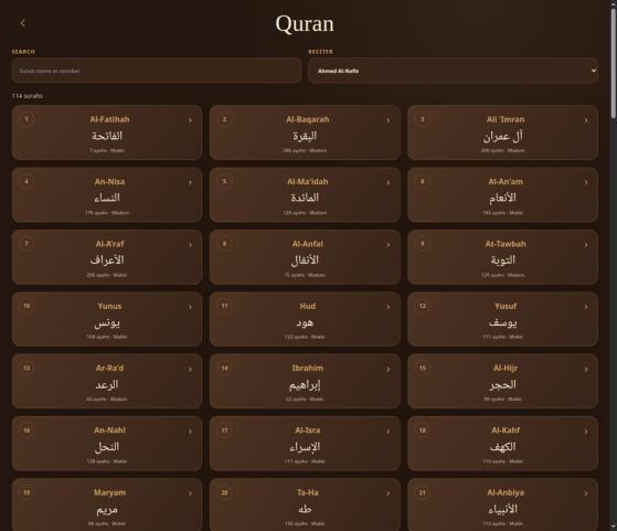 Quran library on desktop