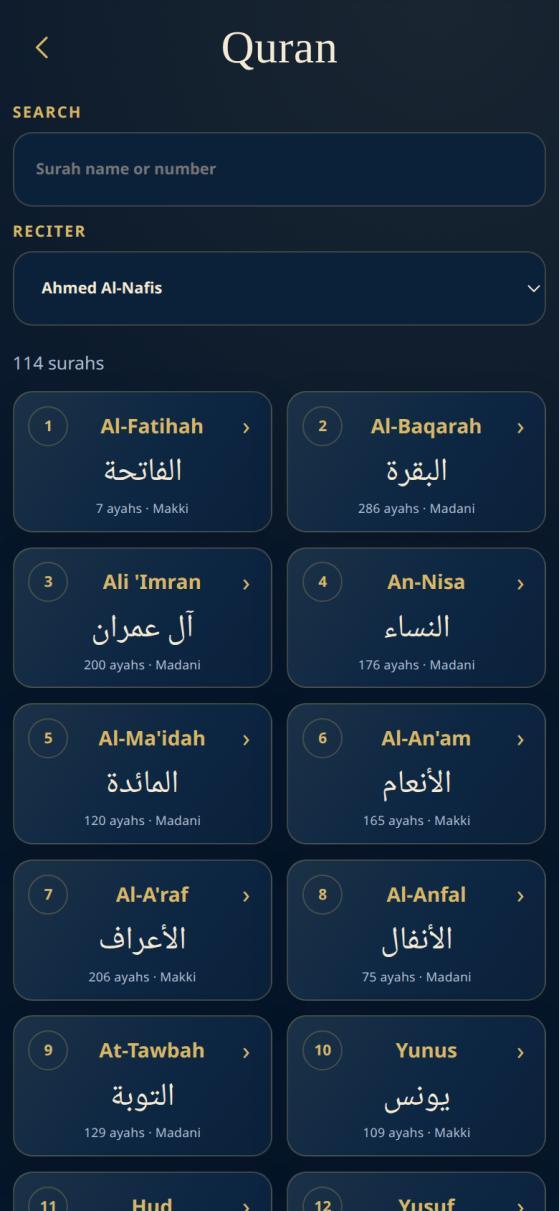 Quran library on mobile
